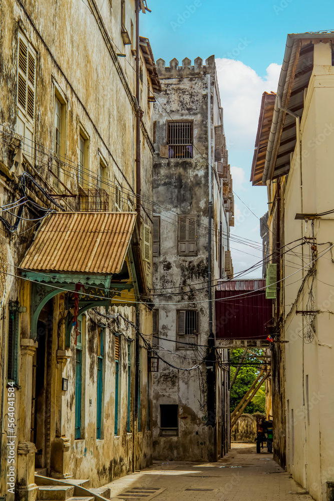 Stone Town, Zanzibar, Tanzania. 27 March 2018. The capital of tanzania, Stone Town. Narrow street oof the town