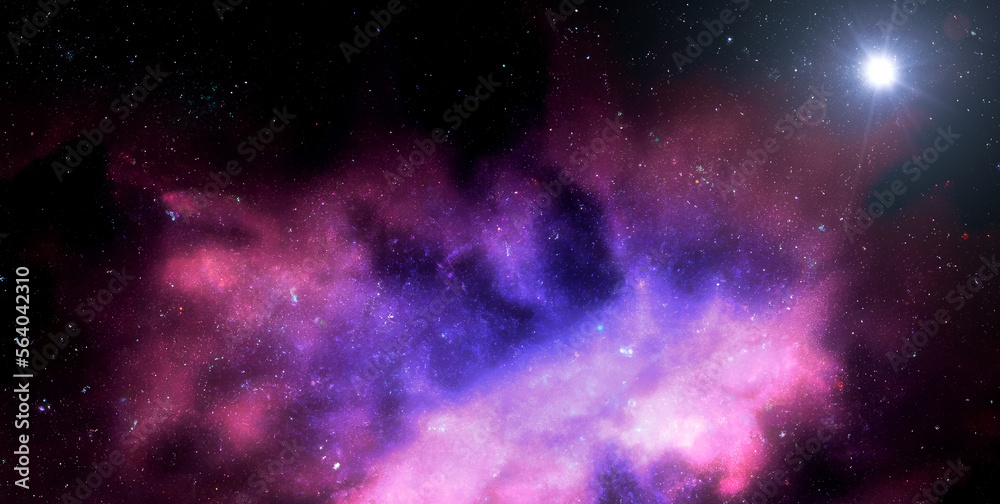 Nebula Clouds in the Outer Space. Sci-fi Background. Generative AI