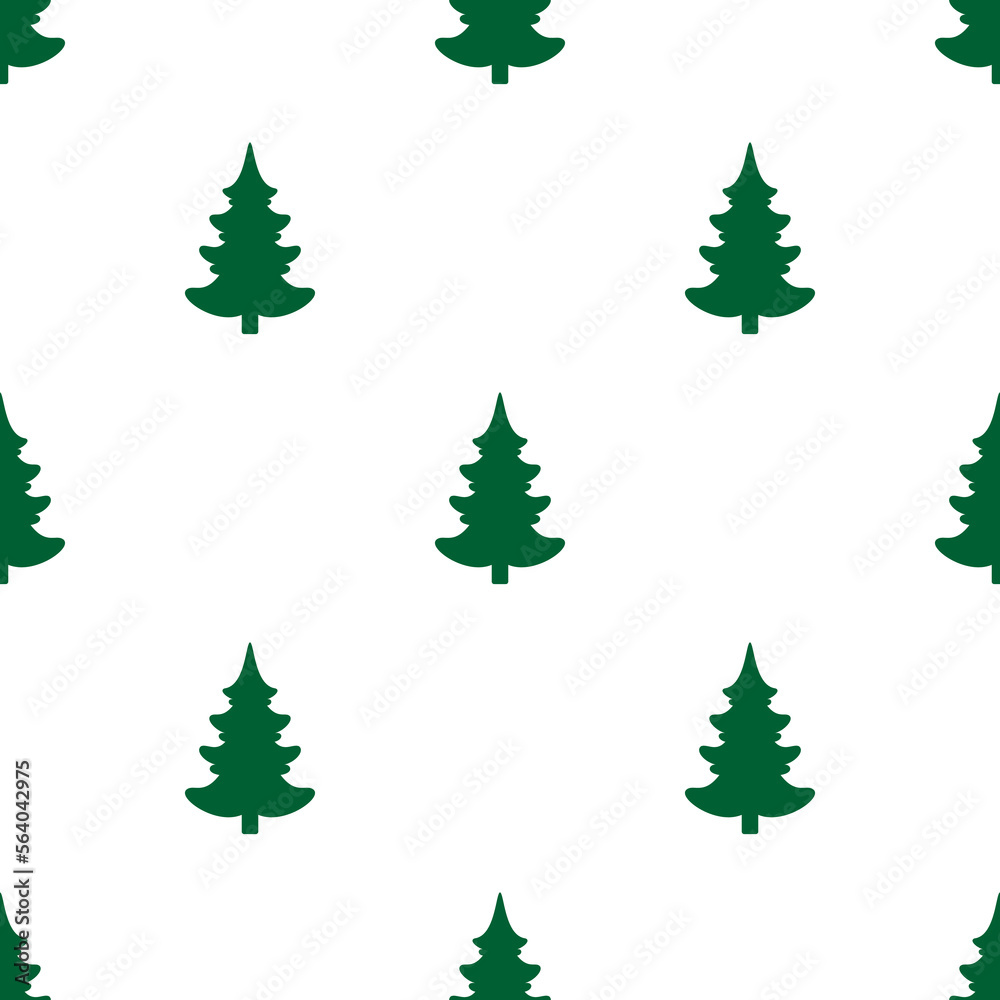 Seamless vector. Fir-tree background. New Year motif. Christmas tree ornament. Holidays wallpaper. Winter pine trees illustration. Xmas image. Pines pattern. Floral backdrop. Textile print.