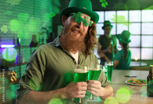 Funny bearded man with glas...