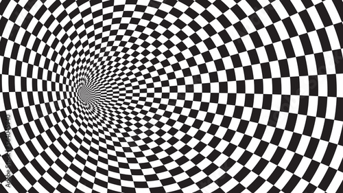 Black and white tunnel. optical illusion