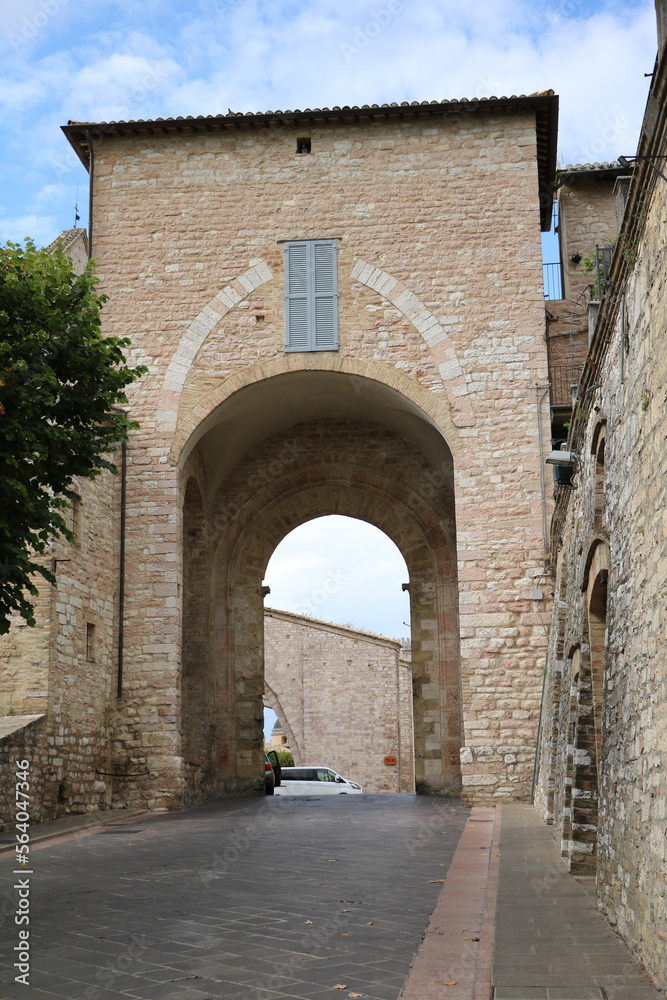 City gate in Assisi, Umbria Italy