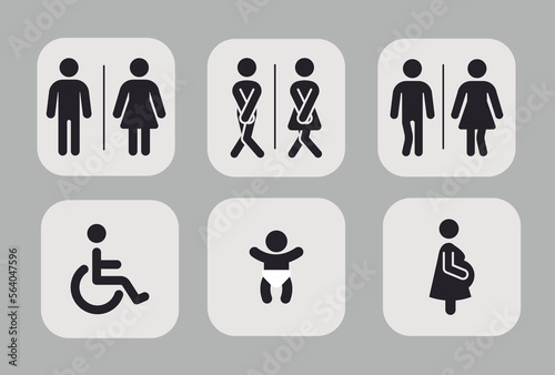 sanitary signage icons, restroom area vector indicators photo