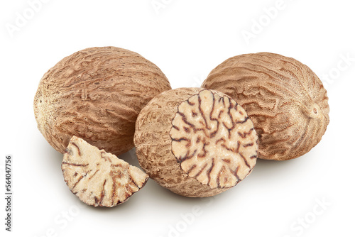 nutmeg isolated on white background with full depth of field.