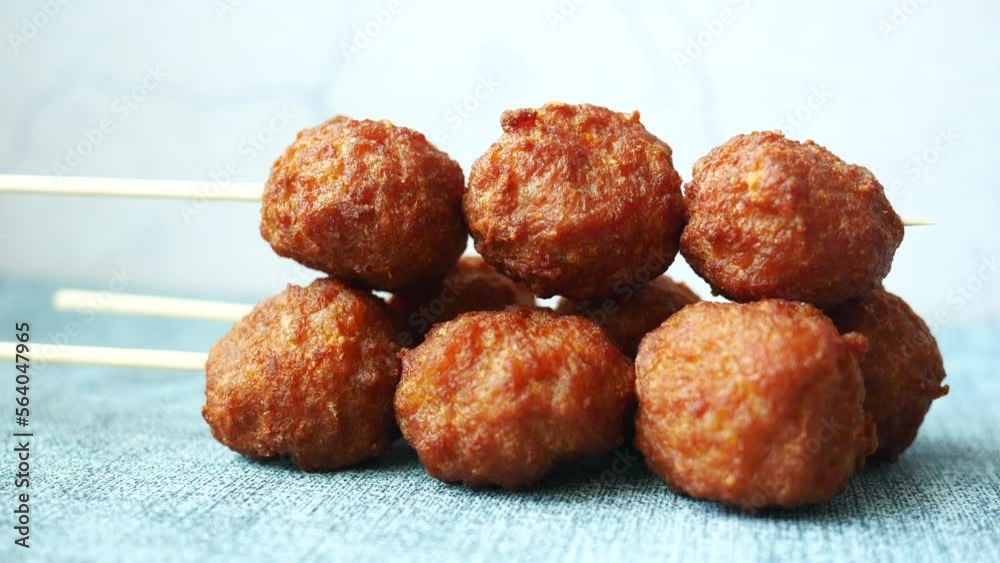 close up of chicken cheese meat ball on plate close up of chicken cheese meat ball on plate