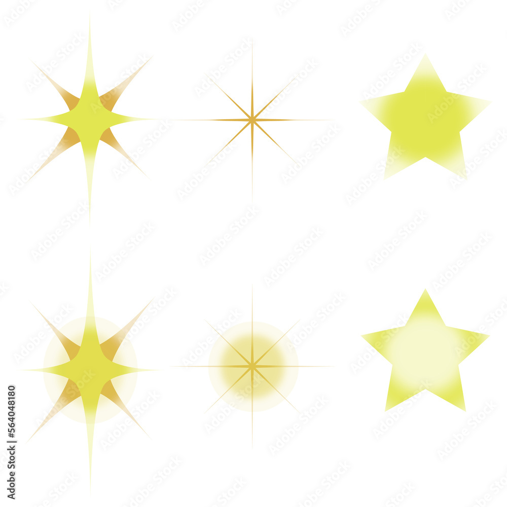 set of stars with gradient transparent textures