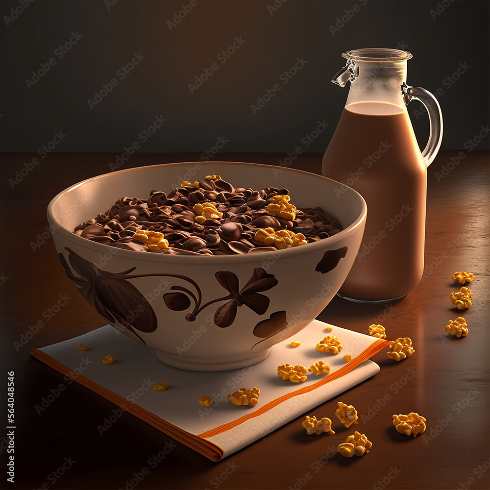 bowl of muesli and milk AI bowl of muesli and milk AI