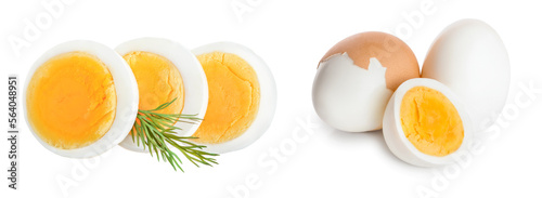 Canvastavla boiled egg slice isolated on white background