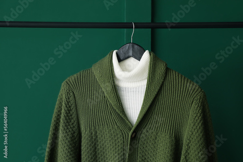 Stylish green knitted cardi...