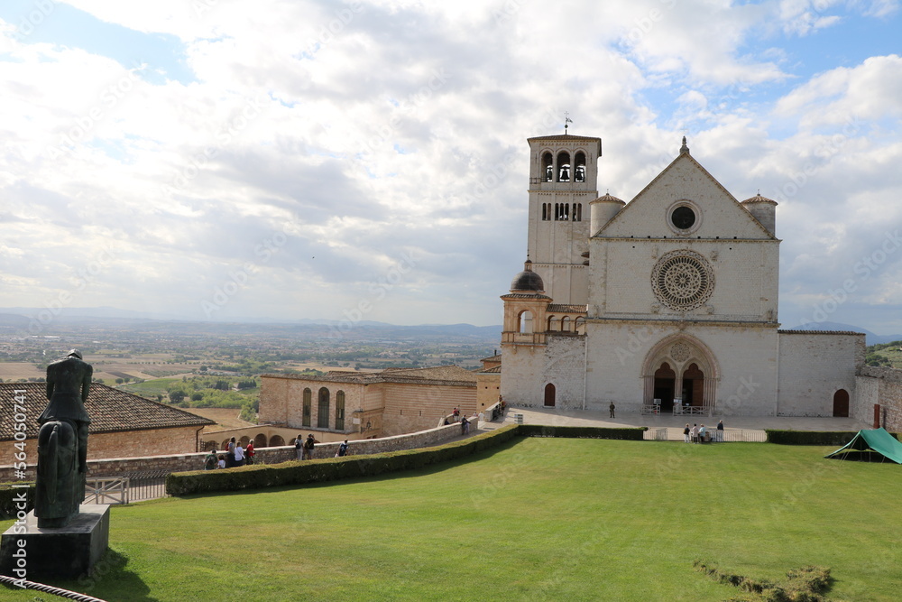 View to the Basilica di San Francesco d'Assisi in Assisi, Umbria Italy