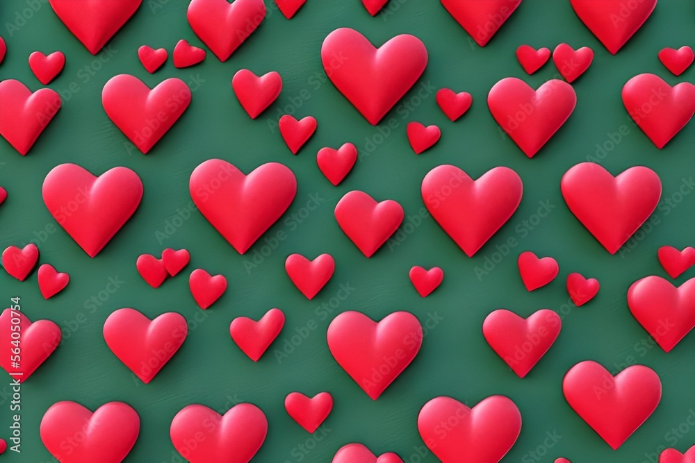Heart background. Valentine Wallpaper with Red Pink love hearts. 