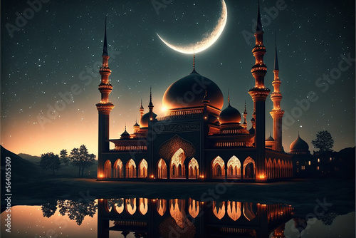 Arabic Islam religion holidays background. Generative Ai