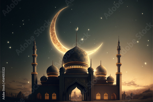 Arabic Islam religion holidays background. Generative Ai photo