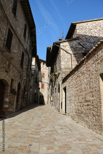 Old narrow alley in Assisi  Umbria Italy