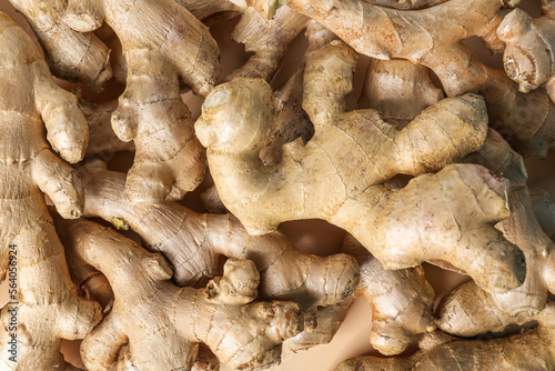 Texture of fresh ginger as background