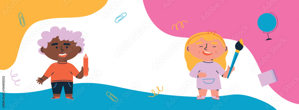 Fototapeta premium Education background. Creative illustration for poster, web, landing, page, cover, ad, greeting, card, promotion. Eps 10 