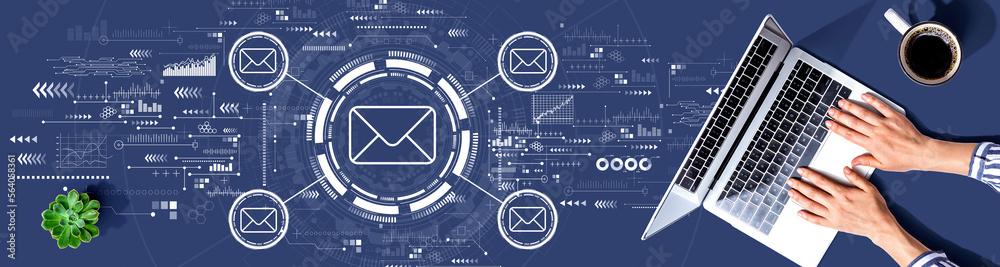 Email concept with person using a laptop