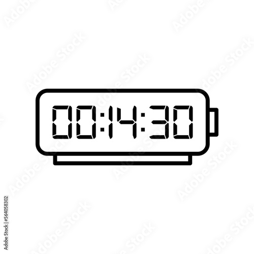 LED digital clock number isolated. Electronic figures for counter or calculator mockup interface design.