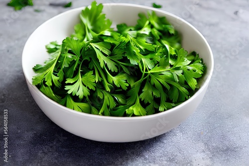 bunch of parsley on table in a bowl, freshness healthy living