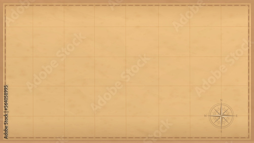 Vintage old paper texture vector background. Brown old sheet with stripes and compass. Antique parchment for map EPS10