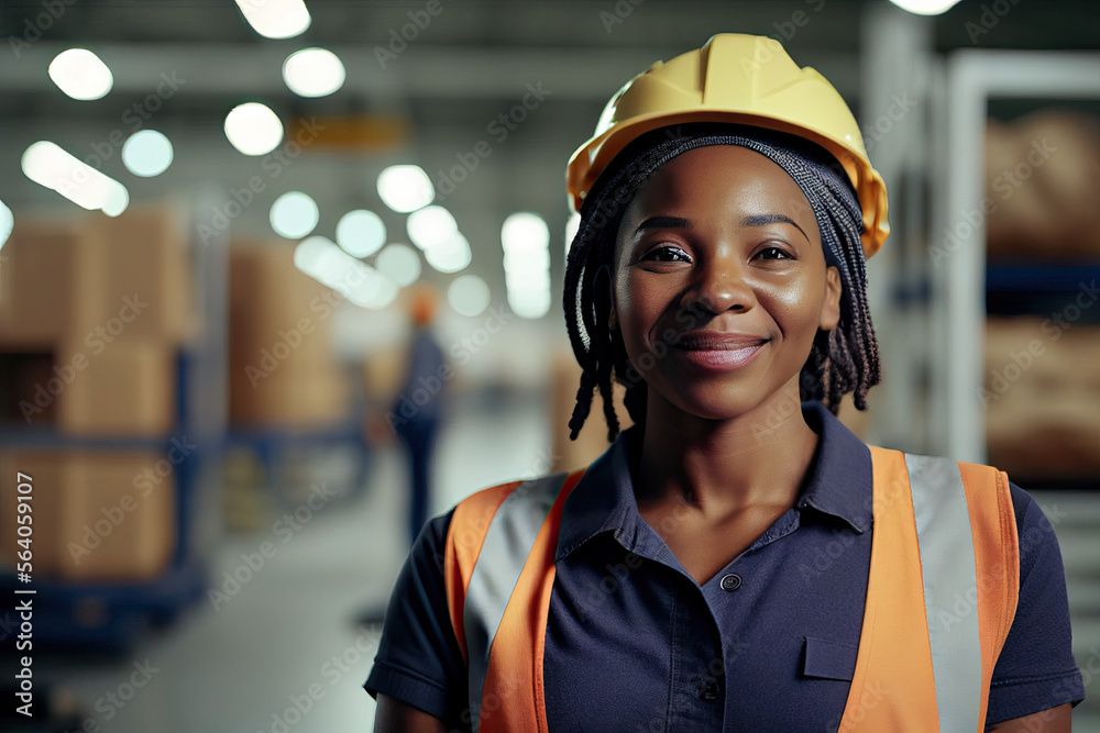 Black woman industry worker, Generative AI Black woman industry worker, Generative AI