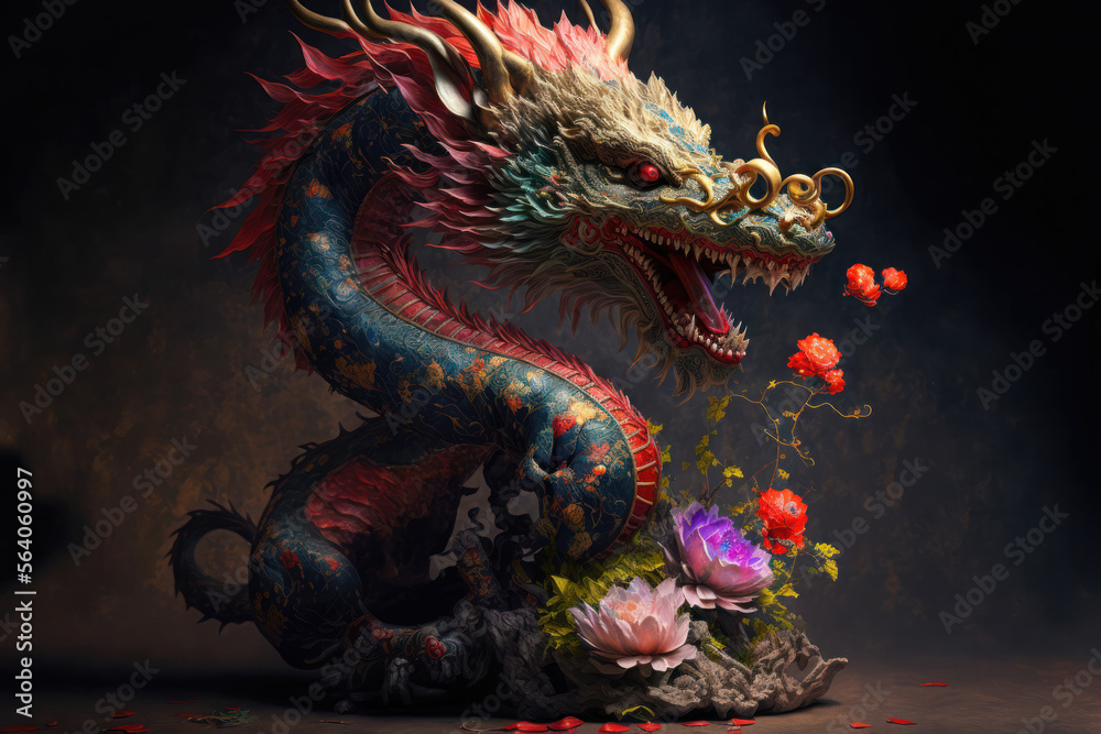 Dragon's Peak: A Chinese New Year Celebration in the Year of the Dragon. Generative AI