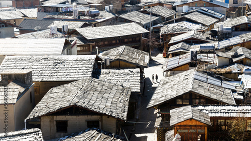 Fotografia Dukezong old town rooftops, Shangri La, Yunnan, China