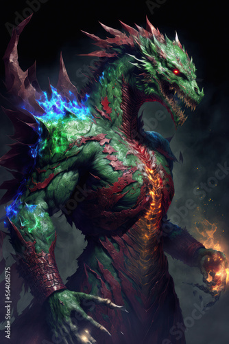 Dragon fire : The Dragon-Human Hybrid Superhero Protecting the City. Generative AI