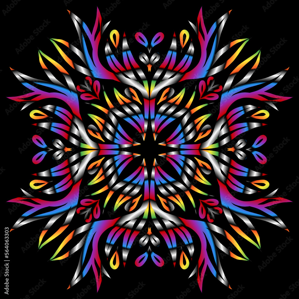 Beautiful colourful gradient line art of indonesian traditional abstract batik dayak ornament for design template elements background 
