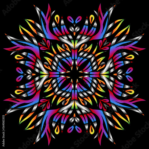 Beautiful colourful gradient line art of indonesian traditional abstract batik dayak ornament for design template elements background  