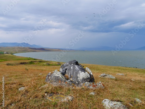 Beautiful nature at Paravani Lake in Samtskhe-Javakheti National Park, Georgia. photo