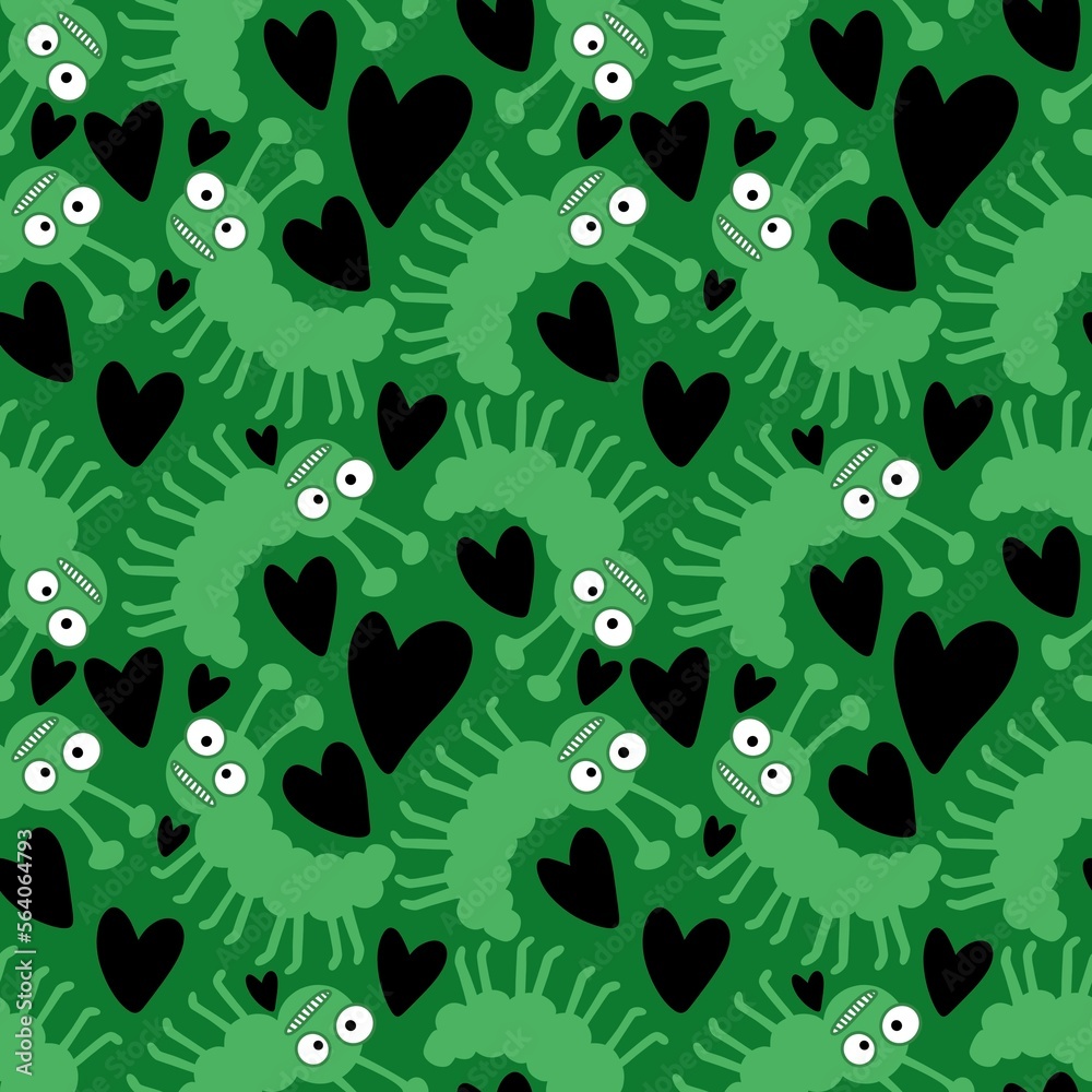 Cartoon bugs seamless caterpillars pattern for wrapping paper and kids clothes print and fabrics and accessories