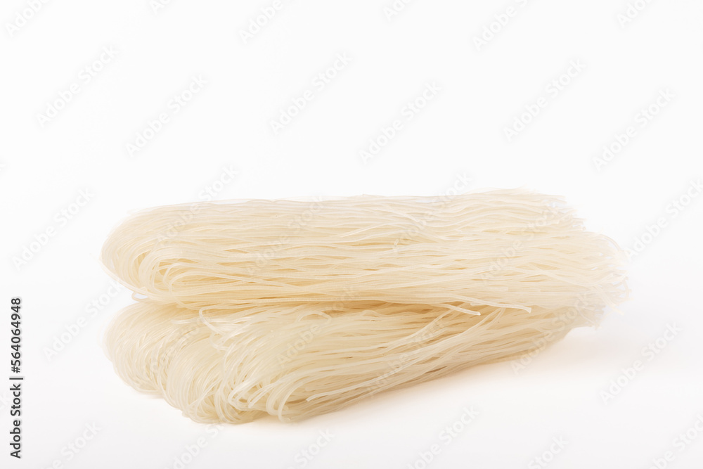 Dried noodles with rice flour isolated on white background. Dried noodles with rice flour isolated on white background.