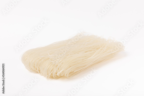 Dried noodles with rice flour isolated on white background.