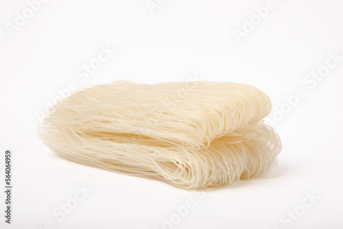 Dried noodles with rice flour isolated on white background.