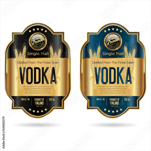 Labels for vodka with wheat vector stock illustration