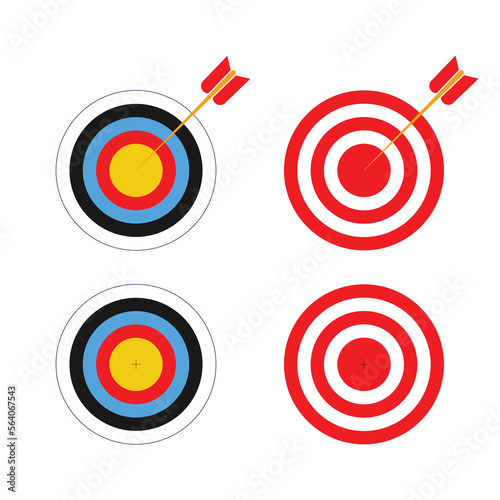 Archery target with arrow  icon set  in flat design,Vector illustration
