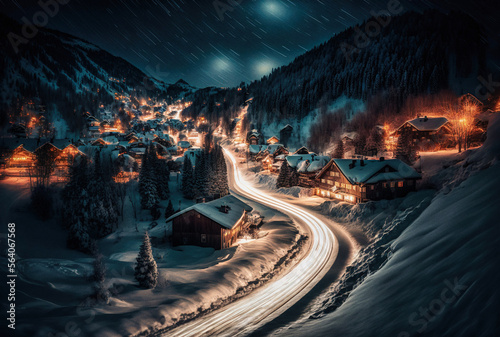 Ski resort by night - generative ai