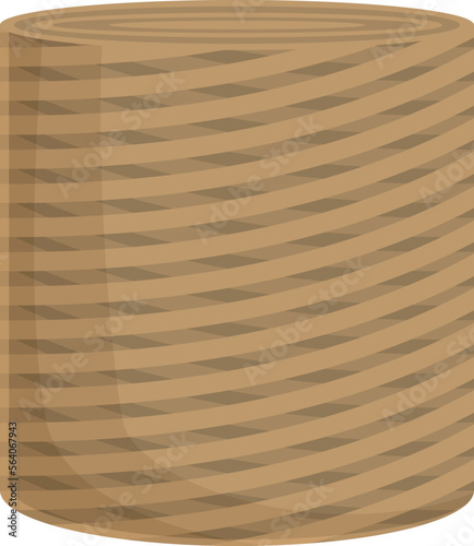 Big rope basket icon cartoon vector. Nautical decoration. Tied braid