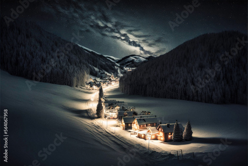 Ski resort by night