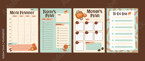 Meal Planner  template. To do list, daily, weekly and monthly plans.