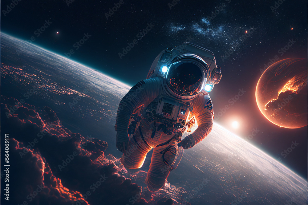 AI Generated Image of an astronaut floating in space above the Earth v2 ...
