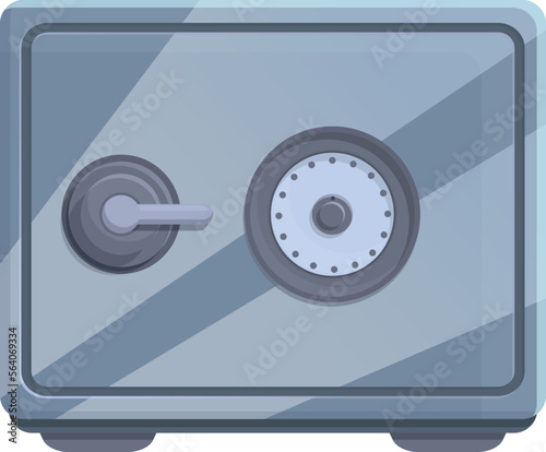 Metal cash box icon cartoon vector. Bank safe. Safety gold