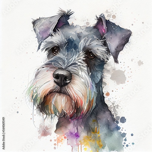 Generative AI from a watercolor of a schnauzer dog