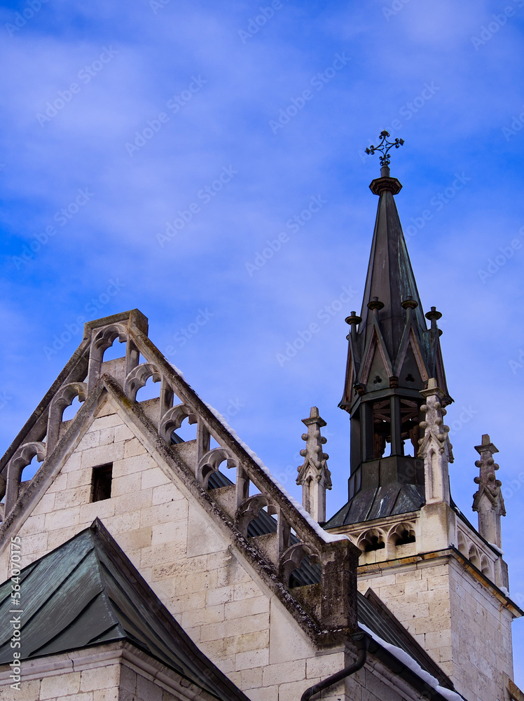 Catholic church crop in wintertime, Germany