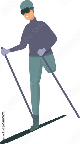 Disabled ski sport icon cartoon vector. Life training. Physical disability