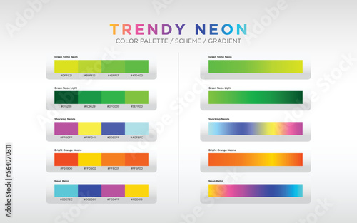 neon color palettes, color schemes, color gradients