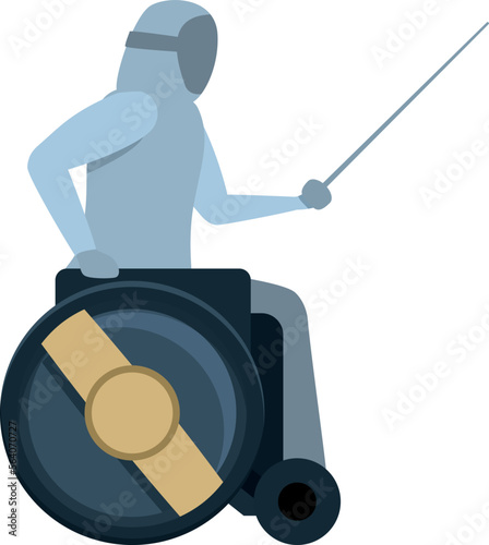 Wheelchair fencing icon cartoon vector. Sport exercise. Person player