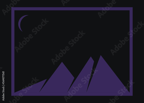 Geometric Mountains silhouette landscape art poster illustration