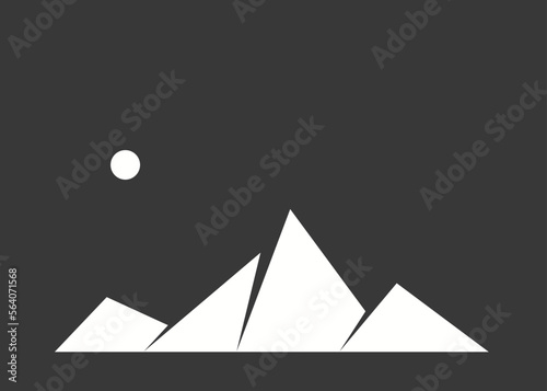 Geometric Mountains silhouette landscape art poster illustration